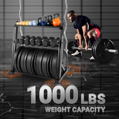Yes4All 6 Pegs & 4 Barbell Storage Racks Load Up to 1190 LBS - Wall Mounted Weight Plate Tree & Barbell Holder - color: B. Multi-Functional (Black), style: B. Multi-Functional