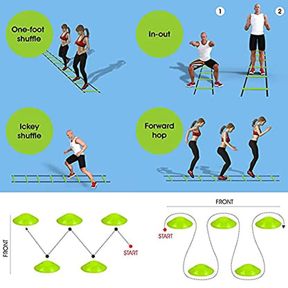 Resistance Parachute Football Training Agility Ladder Set, with 1Resistance Parachute/4hooks/6 Cones, for Kids Teenager Adult Sprint/Football Training