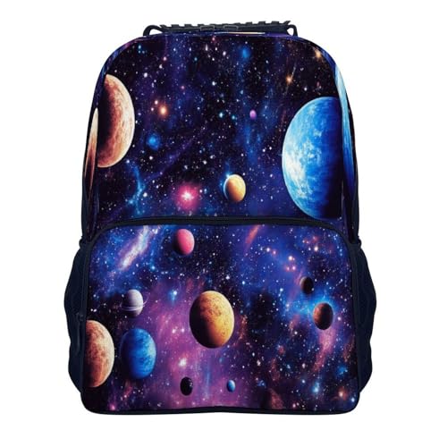 Supdreamc Lightweight Rucksack for Sports Travel Running, Big Capacity Multipurpose Anti-Theft Bookbag, Purple Blue Universe Space Galaxy Planet Art Travel and Sport Backpack Rucksack - color: Pattern 440