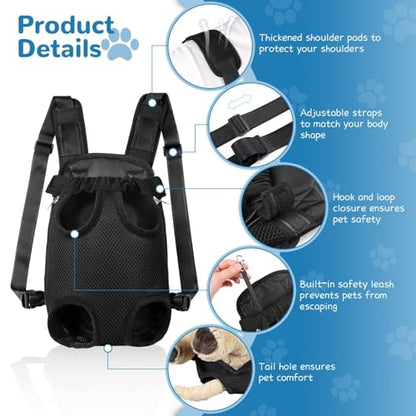 YUDODO Pet Dog Carrier Backpack Adjustable Dog Front Carrier, Legs Out Easy-Fit Dog Travel Backpack Carrier for Hiking Camping for Small Medium Dogs Cats and Rabbit (Small (Pack of 1), A-Black) - color: A-Black