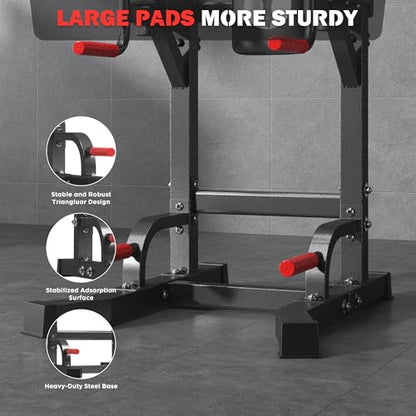 DlandHome Power Tower Pull Up Bar Station, Heavy Duty Pull Up Dip Station Adjustable Height for Home Gym Strength Training Equipment, 330LBS Weight Capacity - color: Black