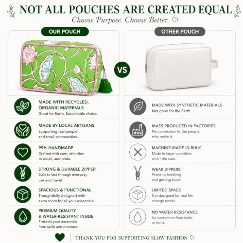 Huar Travel Makeup Bag- Large Capacity Cosmetic Bags for Women - color: Lime & Pink Floral