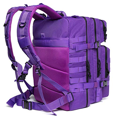 QT&QY 45L Military Tactical Backpacks Molle Army Assault Pack 3 Day Bug Out Bag Hiking Treeking Rucksack… - color: 3.1 Violet
