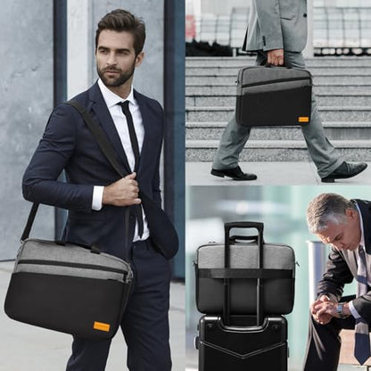 bagasin 15 15.6 16 inch Laptop Computer PC Shoulder Bag Carrying Case, Water-Repellent Fabric Briefcase, Lightweight Toploader, Business Casual or School - color: Grey, size: 15-16