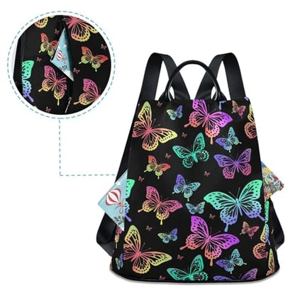 MNSRUU Women Backpack Purse Black Butterflies Backpack for Women Anti-theft Shoulder Bag Carry On Backpack Lightweight Rucksack Fashion Travel Ladies Bags - color: Cute 05