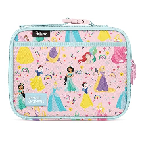 Simple Modern Disney Kids Lunch Box for School | Reusable Insulated Lunch Bag for Toddler, Girl, and Boy | Meal Containers with Exterior & Interior Pockets | Hadley Collection | Princess Rainbows - color: Disney: Princess Rainbows