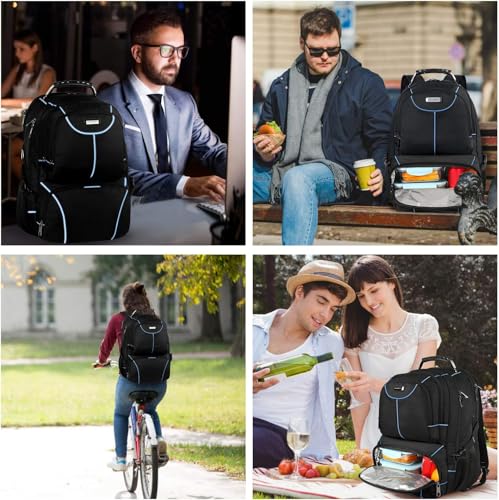 VECKUSON Lunch Bag Backpack, Insulated Cooler Lunch Box Backpack, Extra Large Travel Laptop Backpack TSA Friendly RFID Computer College bag for Women Men,Blue - color: Blue-rfid