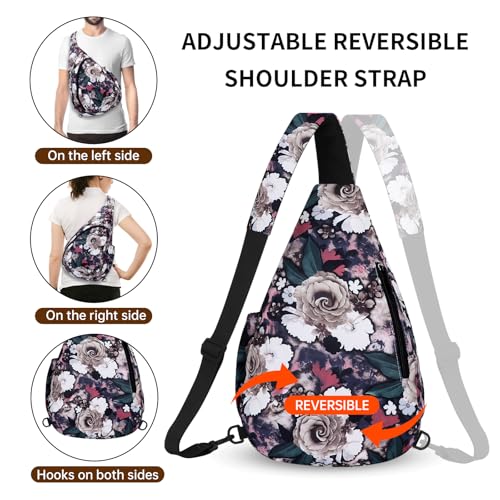 HUA ANGEL Crossbody Sling Bag for Men & Women Lightweight Waterproof Chest Shoulder Bag for Travel Hiking & Everyday Use - color: W-dried Rose