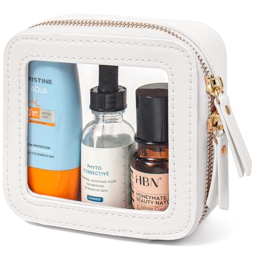 LETGO Clear Makeup Bags for Beach,Small Clear Makeup Bag for Purse,Mini Makeup Pouch Purse Organizer Fit Carry-on Travel Essentials,Cute Car Cosmetic Bags for Car Accessories for Women (Mini-White) - color: 0-Mini-White
