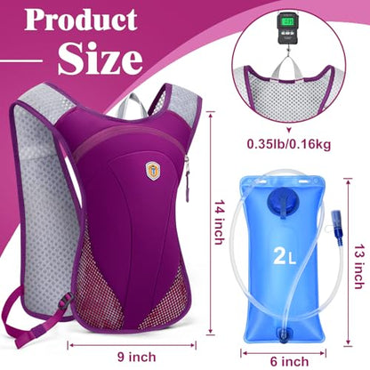 Hydration Backpack with 2L Water Bladder Bag, Lightweight and Breathable Running Vest for Men, Adjustable Chest Straps Water Pack for Cycling Hiking Climbing Outdoor - color: Rose Pink