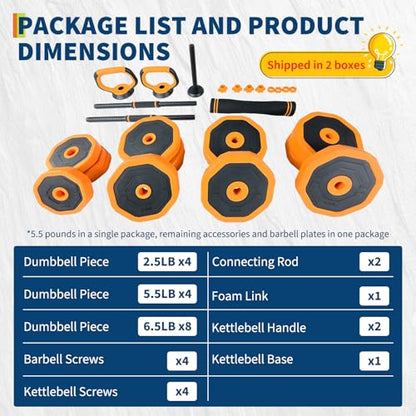 Adjustable Dumbbells, 44/66/88lbs Free Weight Set with Connector,4 In1 Dumbbells Set Used As Barbell,Kettlebells,Push Up Stand for Home Gym - size: 88 LB