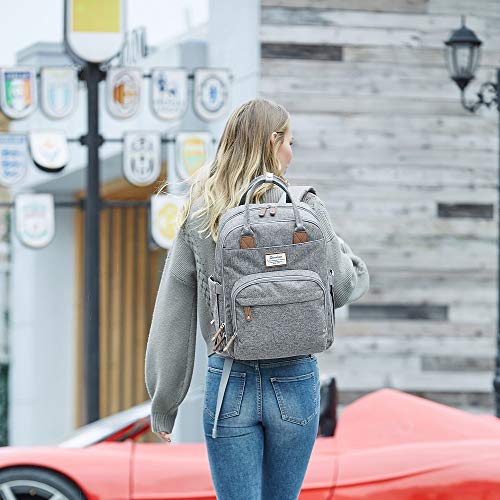 RUVALINO Diaper Bag Backpack-Multifunction Travel Baby Diaper Bag with Changing Pad, Insulated Bottle Holders & Pacifier Case, Large Capacity, Waterproof, Gray - color: Austere Gray