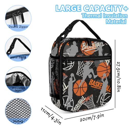 Basketball Theme Backpack Set for Kids,School Bookbag with Lunch Box and Pencil Pouch Bag(Basketball) - color: Basketball