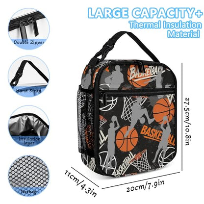 Basketball Theme Backpack Set for Kids,School Bookbag with Lunch Box and Pencil Pouch Bag(Basketball) - color: Basketball