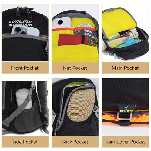 Small Hiking Backpack 20L Lightweight Waterproof Travel Camping Daypack - color: Black