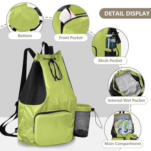 ODAWA Avocado Green Waterproof Gym Bag String Sport Bag for Soccer and Basketball, 12.6" x 8.2" x 18.5" - color: Avocado Green