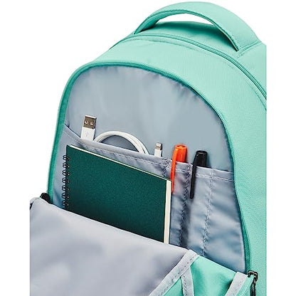 Under Armour Unisex Hustle 5.0 Backpack - color: (361) Neo Turquoise / Neo Turquoise / Metallic Green Grit