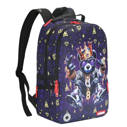 Graffiti Backpack, Designer Laptop Backpack for 15.6 Inch Work,Water Resistant Backpack Computer Bag (KingBear) - color: Kingbear