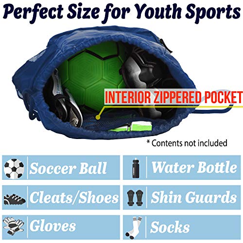 Athletico Drawstring Soccer Bag - Soccer Backpack For Boys or Girls Can Also Carry Basketball or Volleyball - color: Blue