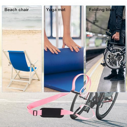 PATIKIL Pink Adjustable Beach Chair Straps, Shoulder Carrying Straps for Folding Chair Backpack - color: Pink