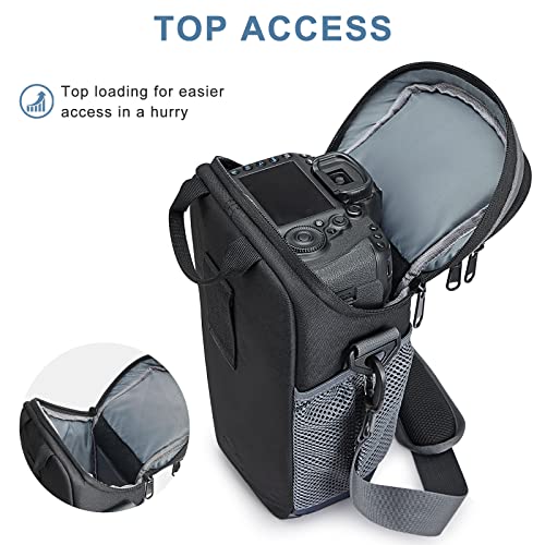 S-ZONE Camera Bag DSLR/SLR Waterproof Camera Case for Photographers Holster Compatible with Nikon Canon Sony | Strong Buckle,Rain Cover,Compatible with Nikon Canon Sony - color: Dark Blue
