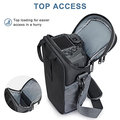 S-ZONE Camera Bag DSLR/SLR Waterproof Camera Case for Photographers Holster Compatible with Nikon Canon Sony | Strong Buckle,Rain Cover,Compatible with Nikon Canon Sony - color: Dark Blue