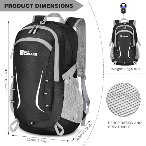 ZOMAKE Lightweight Packable Backpack 35L, Foldable Backpacks Water Resistant Collapsible Light Daypack for Hiking(Black) - color: Black B
