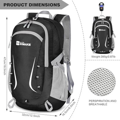 ZOMAKE Lightweight Packable Backpack 35L, Foldable Backpacks Water Resistant Collapsible Light Daypack for Hiking(Black) - color: Black B