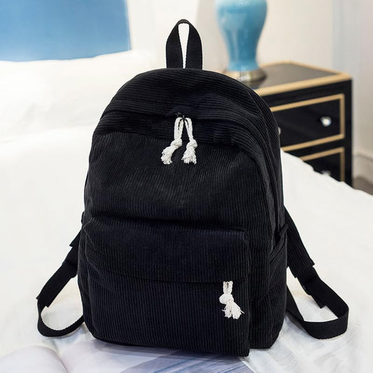 Corduroy Travel Backpack for Women Men, 14 Inch Laptop Backpack, Lightweight Work Backpacks, Large Capacity Bags for Hiking, Camping, Overnight Daily Use,15.7"×11"×4.7", Black - color: Black