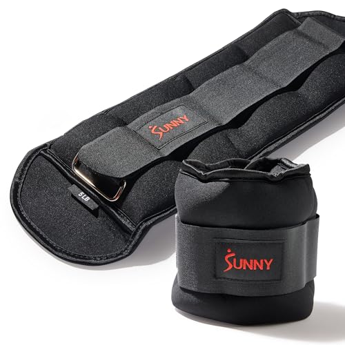 Sunny Health & Fitness Ankle Weights for Women, Men & Kids – Adjustable 1–5 lb Pair | Wrist, Arm & Leg Weights for Walking, Pilates, Yoga & Cardio - size: 5 LB