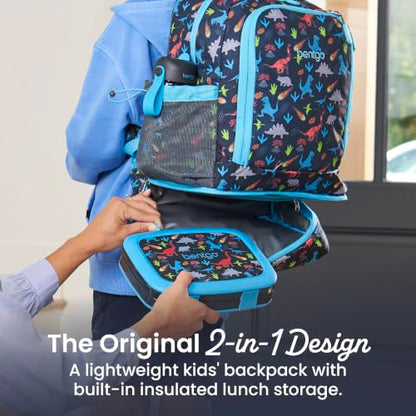 Bentgo Kids 2-in-1 Backpack & Insulated Lunch Bag - Durable 16” Backpack & Lunch Container in Unique Prints for School & Travel - Water Resistant, Padded & Large Compartments (Dinosaur) - color: Dinosaur