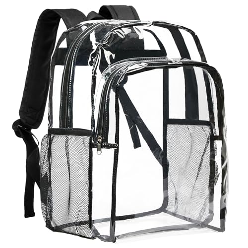 Vorspack Clear Backpack Heavy Duty - Transparent See Through Backpacks Extra Large Clear Bookbag for College Work Travel - Black - color: Black, size: X-Large