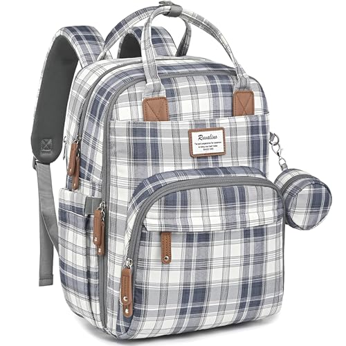 RUVALINO Diaper Bag Backpack, Multifunction Travel Pack Maternity Baby Changing Bags, Large Capacity, Waterproof, Blue Plaid - color: Blue Plaid