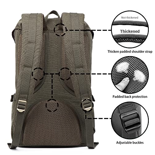 KAUKKO Travel Laptop Backpack, Outdoor Rucksack, Causal Backpack Fits 15.6"(Canvas Green2pc) - color: Canvas Green(2pcs), size: Large
