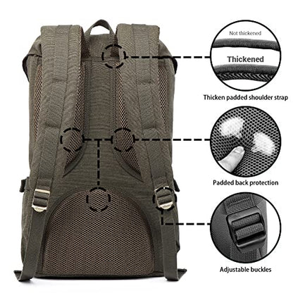 KAUKKO Travel Laptop Backpack, Outdoor Rucksack, Causal Backpack Fits 15.6"(Canvas Green2pc) - color: Canvas Green(2pcs), size: Large