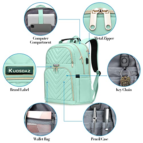 Laptop Backpack Women Big Student Bookbag Middle High School Teen Girls | College Daypack, Water Resistant - color: Light Green, size: 17.3 Inch
