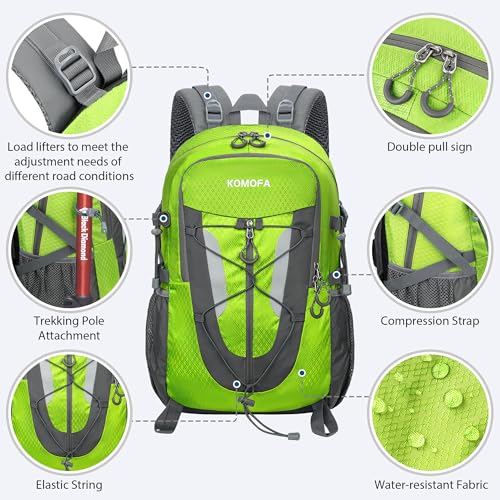 Hiking Backpack 30L Lightweight Travel Daypack Small Day Pack for Men Women Outdoor Camping Backpacking, Green - color: Green