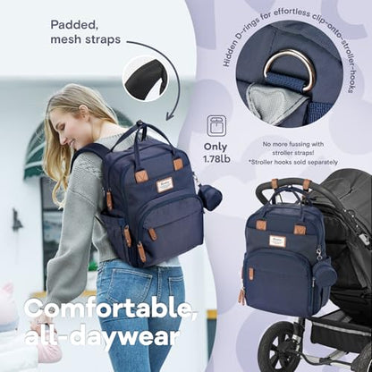 RUVALINO Diaper Bag Backpack, Multifunction Travel Back Pack Maternity Baby Changing Bags, Diaper Changing Totes, Waterproof and Stylish, Navy Blue - color: Navy Blue