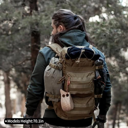Mardingtop Tactical Backpacks Molle Hiking daypacks for Motorcycle Camping Hiking Military Traveling,25L Backpack - color: M6347-khaki