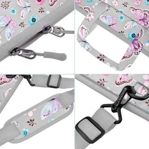 Hseok Laptop Shoulder Bag 17-17.3 inch Case, Durable Shockproof Protective Briefcase with Multi-Pockets Compatible with Lenovo Most 17-17.3 inch HP Acer Dell ASUS MSI Notebooks,Butterfly flower - color: Butterfly Flower, size: 17-17.3"