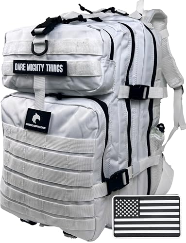 AMERICANPHOENIX 45L Elite Tactical Backpack | 3X Stronger Work & Military Backpack | Water Resistant and Heavy Duty | 3 Day MOLLE Bug Out Bag (Polar White) - color: Polar White
