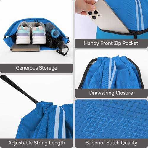 Drawstring Backpack Large Sports Gym Draw String Bag for Women and Men (Ocean Blue) - color: Two Tone Ocean Blue