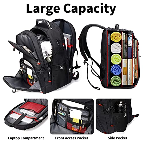 SHRRADOO Extra Large 50L Travel Laptop Backpack with combination lock, College Backpack Airline Approved Business Work Bag Fit 17 Inch Laptops for Men Women,Black - color: Black