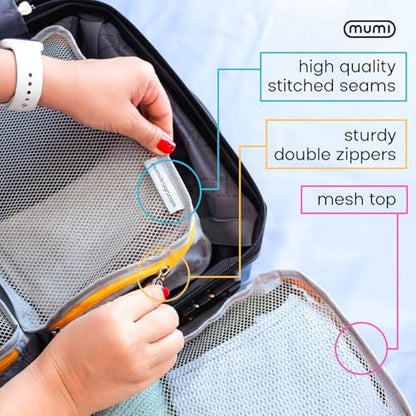 MUMI Packing Cubes – 5-Piece Compression Packing Cubes for Travel, Luggage Organizers for Suitcases, Carry-On Bags, Backpacks, and Duffel Bags – Space-Saving Travel Essentials - Purple - color: purple