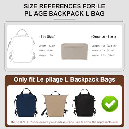 Purse Organizer Insert Compatible with Longchamp Le Pliage Energy L Backpack, Beige/LB - color: Beige, size: L Backpack