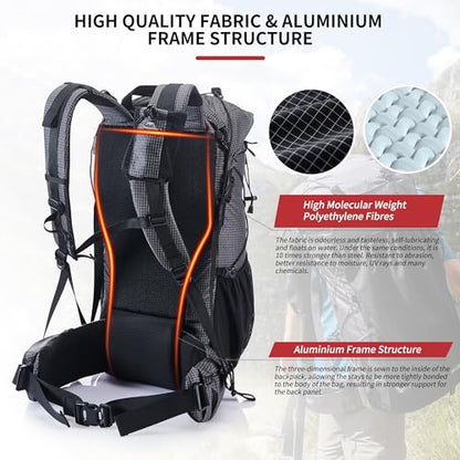 Naturehike 65L Rock Upgraded Internal Frame Hiking Backpack for Outdoor Camping Travel Backpacking with Rain Cover Ultralight Backpack for Adults - color: 65l Upgraded/Black