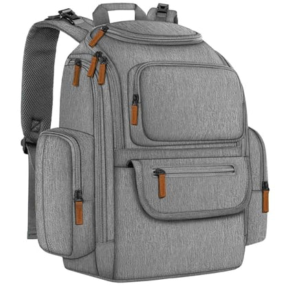 Mancro Diaper Bag Backpack, Multifunctional Baby Diaper Bag Backpack For Men Women with Stroller Straps, Travel Water Resistant Baby Diaper Backpack with 2 Side Insulated Pockets, White Grey - color: White Grey, size: Large