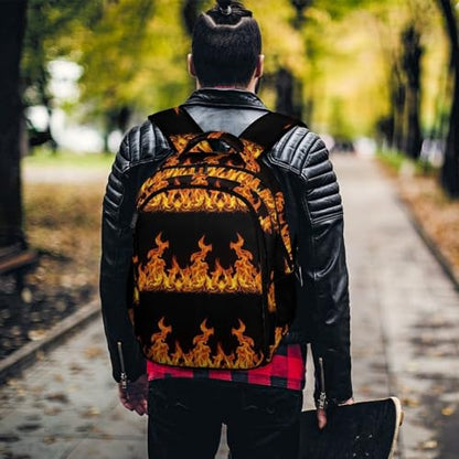 Water Resistant Travel Daypack Fire, Lightweight Laptop Backpack with Water Bottle Pockets for Men Women College Work - color: Pattern (349)