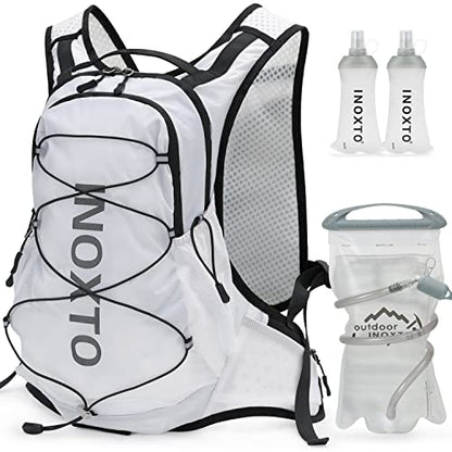 IX INOXTO Hydration Pack Backpack, Lightweight Water Backpack with 2L Hydration Bladder Daypack for Men Women,Running Hydration Vest for Trail Running Hiking Cycling Race Climbing - color: White