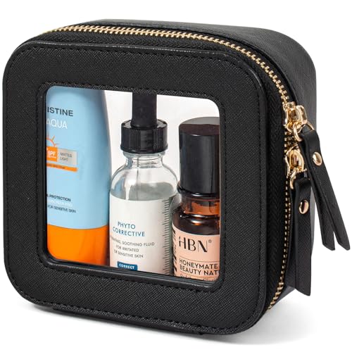 LETGO Clear Sunscreen Makeup Bags,Small Makeup Bag for Purse,Mini Clear Makeup Pouch Purse Organizer Fit Carry-on Travel Essentials,Cute Cosmetic Bags Car Accessories for Women (Mini-Black) - color: 0-Mini-Black
